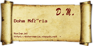 Dohm Mária névjegykártya